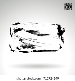 Black brush stroke and texture. Grunge vector abstract hand - painted element. Underline and border design.