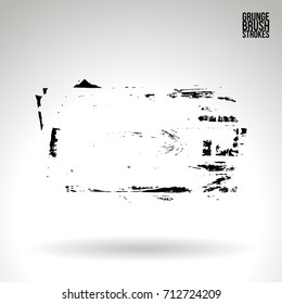 Black brush stroke and texture. Grunge vector abstract hand - painted element. Underline and border design.