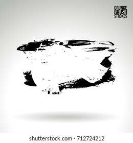 Black brush stroke and texture. Grunge vector abstract hand - painted element. Underline and border design.