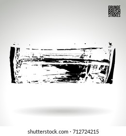 Black brush stroke and texture. Grunge vector abstract hand - painted element. Underline and border design.