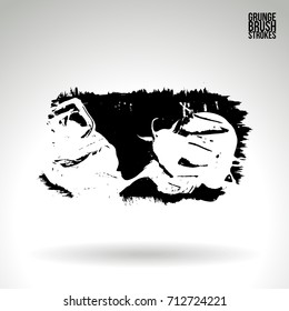 Black brush stroke and texture. Grunge vector abstract hand - painted element. Underline and border design.