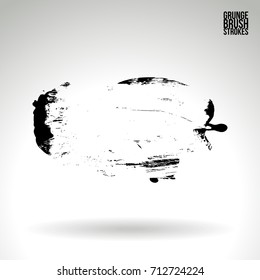 Black brush stroke and texture. Grunge vector abstract hand - painted element. Underline and border design.