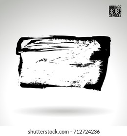 Black brush stroke and texture. Grunge vector abstract hand - painted element. Underline and border design.