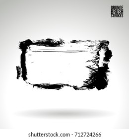 Black brush stroke and texture. Grunge vector abstract hand - painted element. Underline and border design.