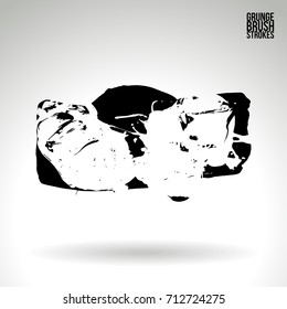 Black brush stroke and texture. Grunge vector abstract hand - painted element. Underline and border design.