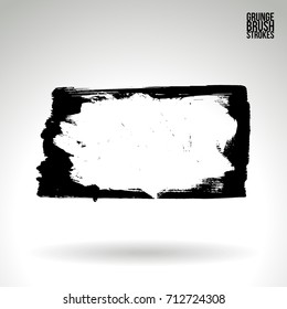 Black brush stroke and texture. Grunge vector abstract hand - painted element. Underline and border design.