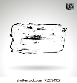 Black brush stroke and texture. Grunge vector abstract hand - painted element. Underline and border design.