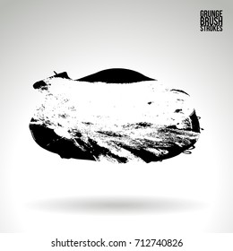 Black brush stroke and texture. Grunge vector abstract hand - painted element. Underline and border design.