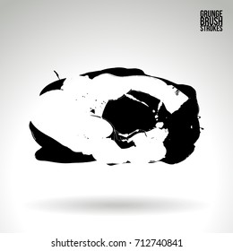 Black brush stroke and texture. Grunge vector abstract hand - painted element. Underline and border design.