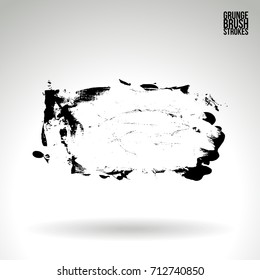 Black brush stroke and texture. Grunge vector abstract hand - painted element. Underline and border design.