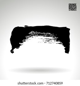 Black brush stroke and texture. Grunge vector abstract hand - painted element. Underline and border design.