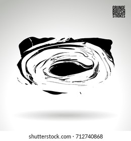 Black brush stroke and texture. Grunge vector abstract hand - painted element. Underline and border design.