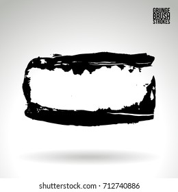 Black brush stroke and texture. Grunge vector abstract hand - painted element. Underline and border design.