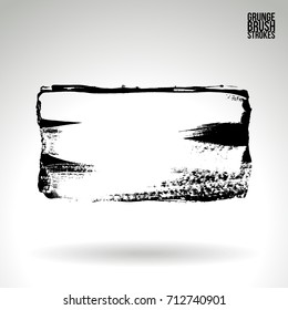 Black brush stroke and texture. Grunge vector abstract hand - painted element. Underline and border design.