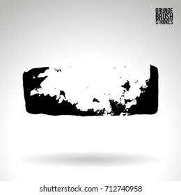 Black brush stroke and texture. Grunge vector abstract hand - painted element. Underline and border design.
