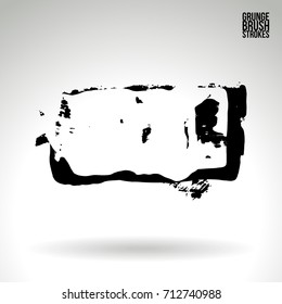 Black brush stroke and texture. Grunge vector abstract hand - painted element. Underline and border design.