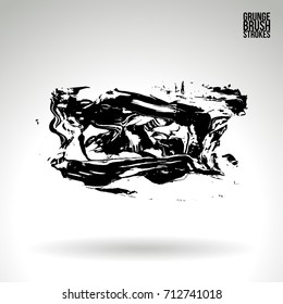 Black brush stroke and texture. Grunge vector abstract hand - painted element. Underline and border design.