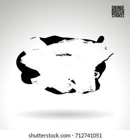 Black brush stroke and texture. Grunge vector abstract hand - painted element. Underline and border design.