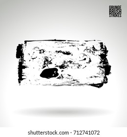 Black brush stroke and texture. Grunge vector abstract hand - painted element. Underline and border design.