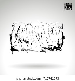 Black brush stroke and texture. Grunge vector abstract hand - painted element. Underline and border design.