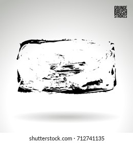 Black brush stroke and texture. Grunge vector abstract hand - painted element. Underline and border design.