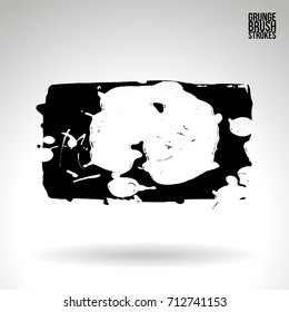 Black brush stroke and texture. Grunge vector abstract hand - painted element. Underline and border design.