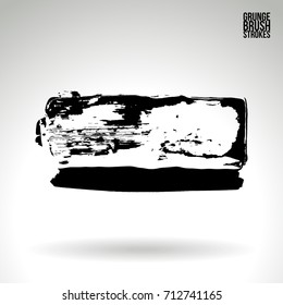Black brush stroke and texture. Grunge vector abstract hand - painted element. Underline and border design.
