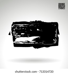 Black brush stroke and texture. Grunge vector abstract hand - painted element. Underline and border design.