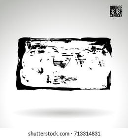Black brush stroke and texture. Grunge vector abstract hand - painted element. Underline and border design.
