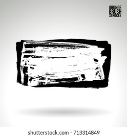 Black brush stroke and texture. Grunge vector abstract hand - painted element. Underline and border design.