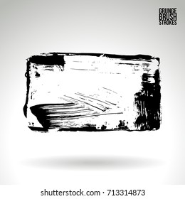 Black brush stroke and texture. Grunge vector abstract hand - painted element. Underline and border design.