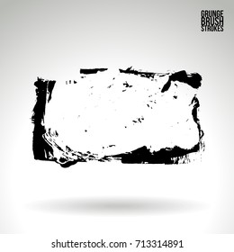Black brush stroke and texture. Grunge vector abstract hand - painted element. Underline and border design.