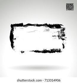 Black brush stroke and texture. Grunge vector abstract hand - painted element. Underline and border design.