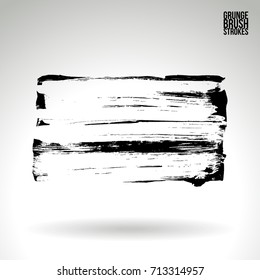 Black brush stroke and texture. Grunge vector abstract hand - painted element. Underline and border design.