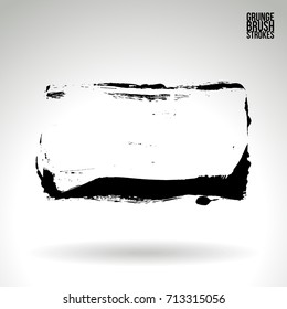 Black brush stroke and texture. Grunge vector abstract hand - painted element. Underline and border design.