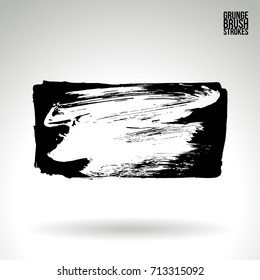 Black brush stroke and texture. Grunge vector abstract hand - painted element. Underline and border design.