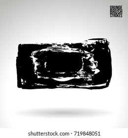 Black brush stroke and texture. Grunge vector abstract hand - painted element. Underline and border design.