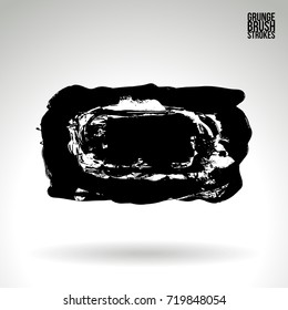 Black brush stroke and texture. Grunge vector abstract hand - painted element. Underline and border design.