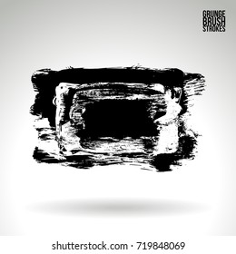 Black brush stroke and texture. Grunge vector abstract hand - painted element. Underline and border design.