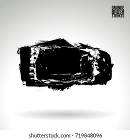 Black brush stroke and texture. Grunge vector abstract hand - painted element. Underline and border design.