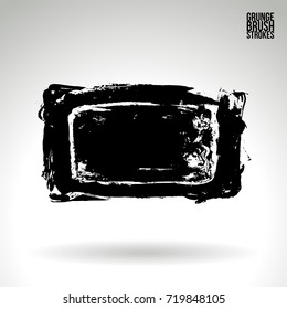 Black brush stroke and texture. Grunge vector abstract hand - painted element. Underline and border design.
