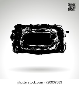 Black brush stroke and texture. Grunge vector abstract hand - painted element. Underline and border design.