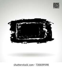 Black brush stroke and texture. Grunge vector abstract hand - painted element. Underline and border design.
