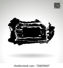 Black brush stroke and texture. Grunge vector abstract hand - painted element. Underline and border design.