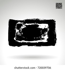 Black brush stroke and texture. Grunge vector abstract hand - painted element. Underline and border design.