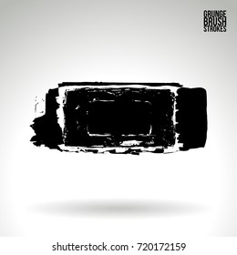 Black brush stroke and texture. Grunge vector abstract hand - painted element. Underline and border design.