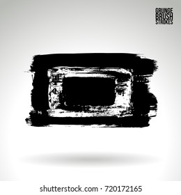Black brush stroke and texture. Grunge vector abstract hand - painted element. Underline and border design.