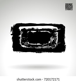 Black brush stroke and texture. Grunge vector abstract hand - painted element. Underline and border design.