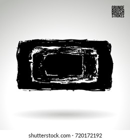 Black brush stroke and texture. Grunge vector abstract hand - painted element. Underline and border design.