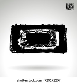 Black brush stroke and texture. Grunge vector abstract hand - painted element. Underline and border design.